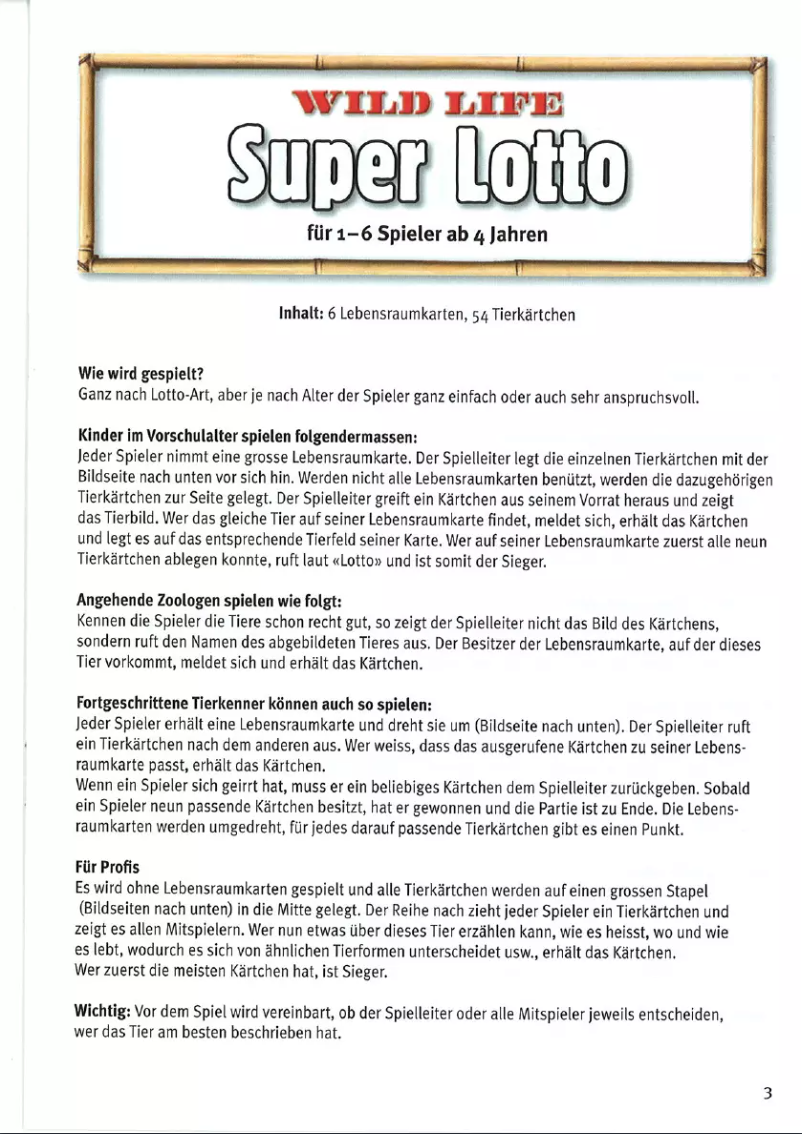 Page 1 de la notice Manuel utilisateur Carlit Wild Life Super Lotto