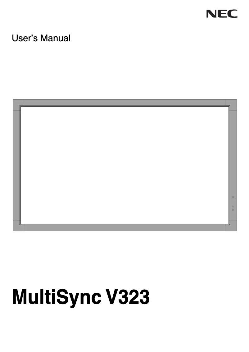 Page n°1 - Manuel utilisateur NEC MultiSync V323-AVT