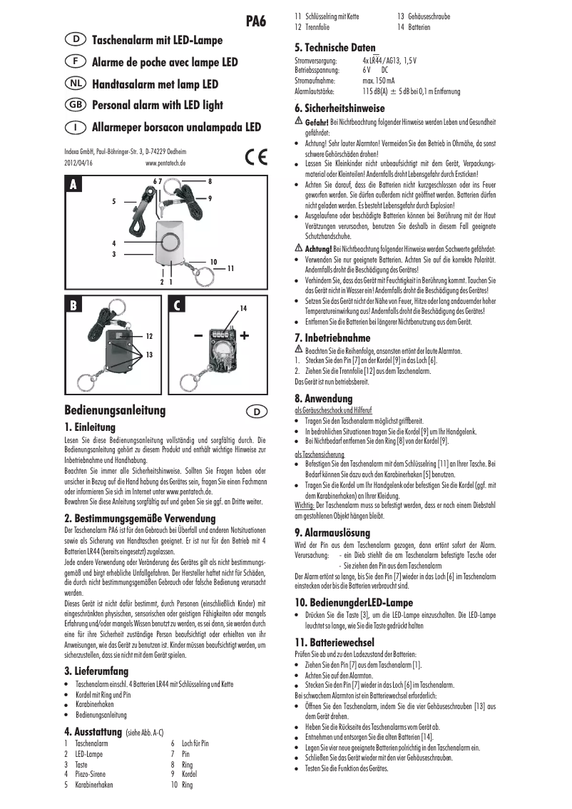 Imagen de la primera página del manual del dispositivo PA6