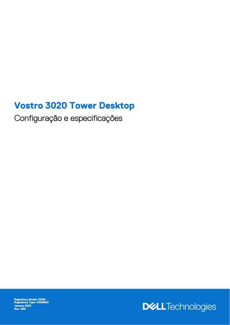 Page 1 de la notice Fiche technique Dell Vostro 3020 Tower Desktop