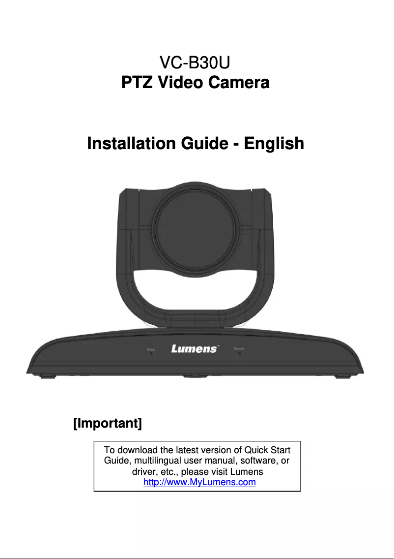 Page n°1 - Guide d'installation Lumens VC-B30U