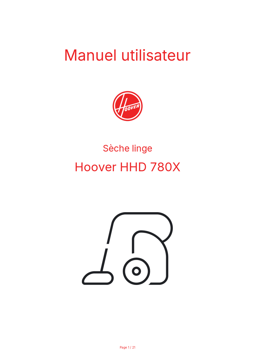 Image de la première page du manuel de l'appareil HHD 780X