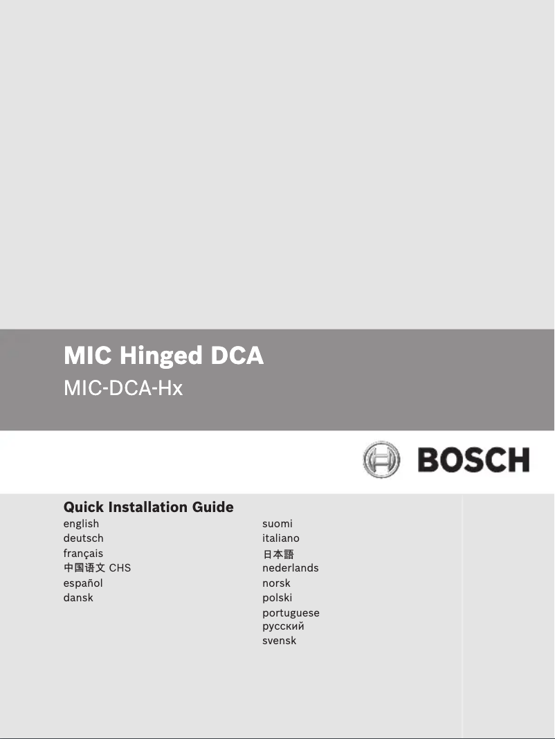 Page 1 of the manual User Manual Bosch MIC Hinged DCA