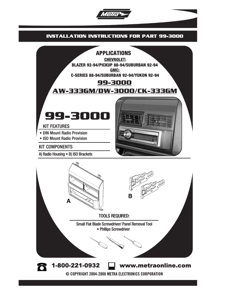 Page 1 de la notice Manuel utilisateur Metra 99-3000R