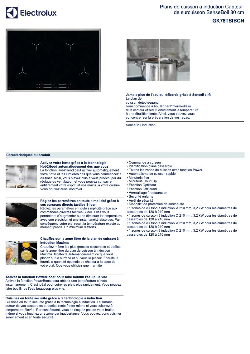 Page n°1 - Fiche technique Electrolux GK78TSIBCN