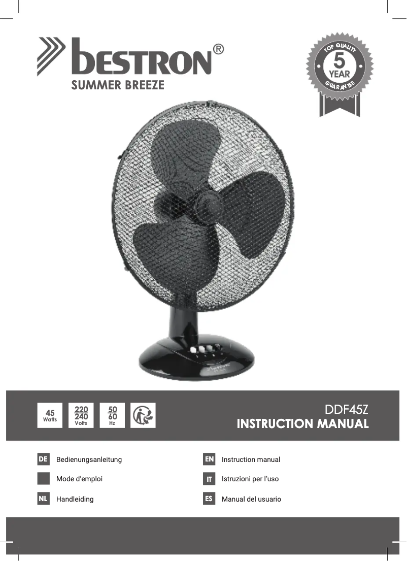 Page n°1 - Manuel utilisateur Bestron DDF45Z