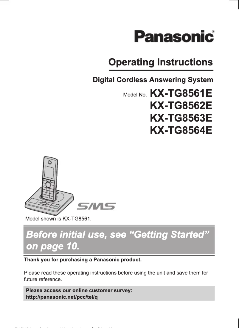 Image de la première page du manuel de l'appareil KX-TG8563E
