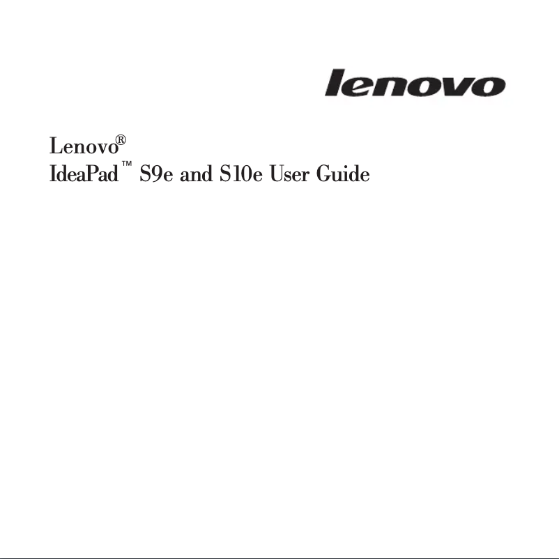 Page n°1 - Manuel utilisateur Lenovo IdeaPad S9