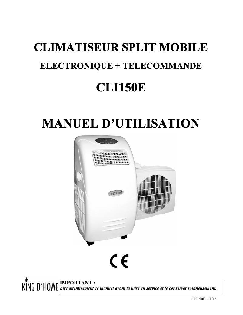 Página 1 del manual Manual de usuario King D'Home CLI150E