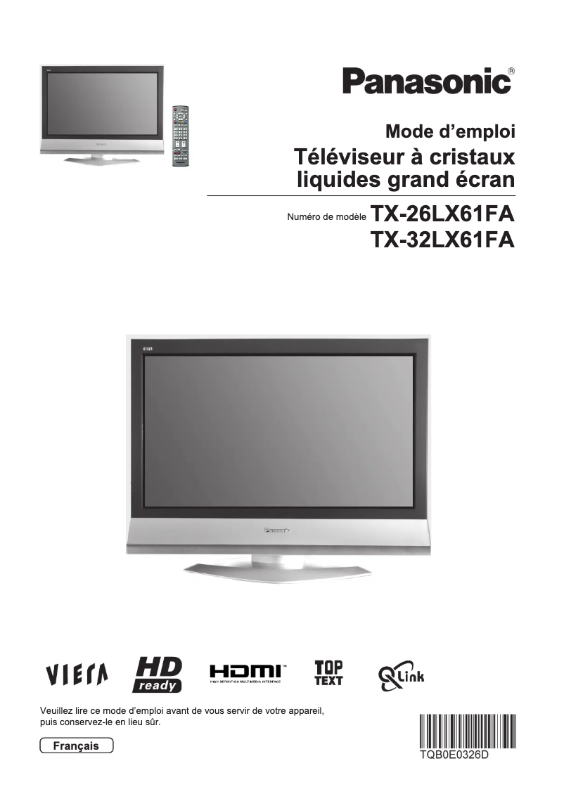 Imagen de la primera página del manual del dispositivo Viera TX-32LX61F