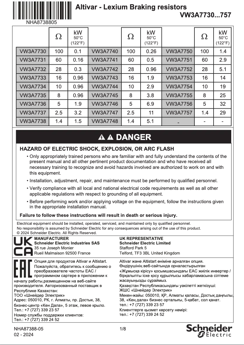 Page n°1 - Manuel utilisateur Schneider VW3A7745