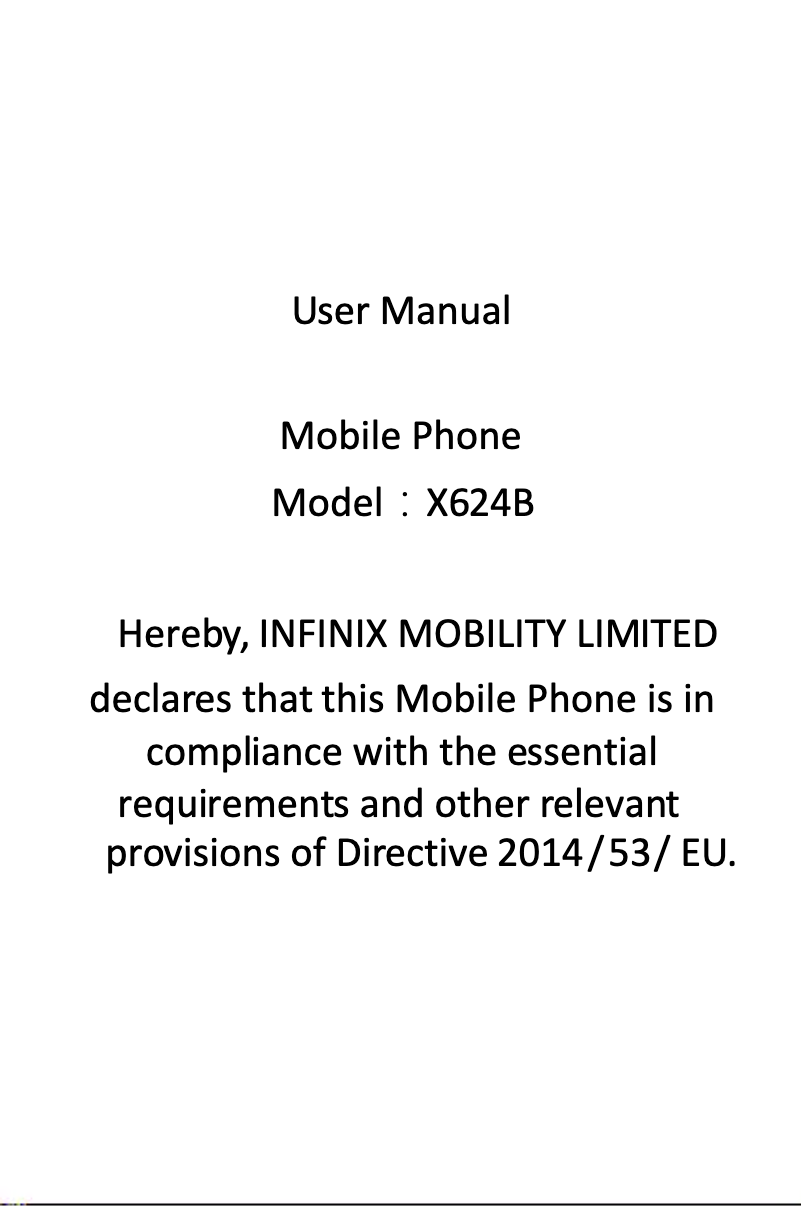 Page 1 de la notice Manuel utilisateur Infinix X624B