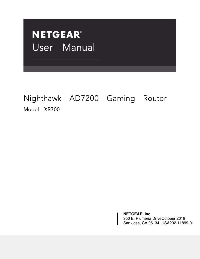 Image de la première page du manuel de l'appareil Nighthawk Pro Gaming XR700