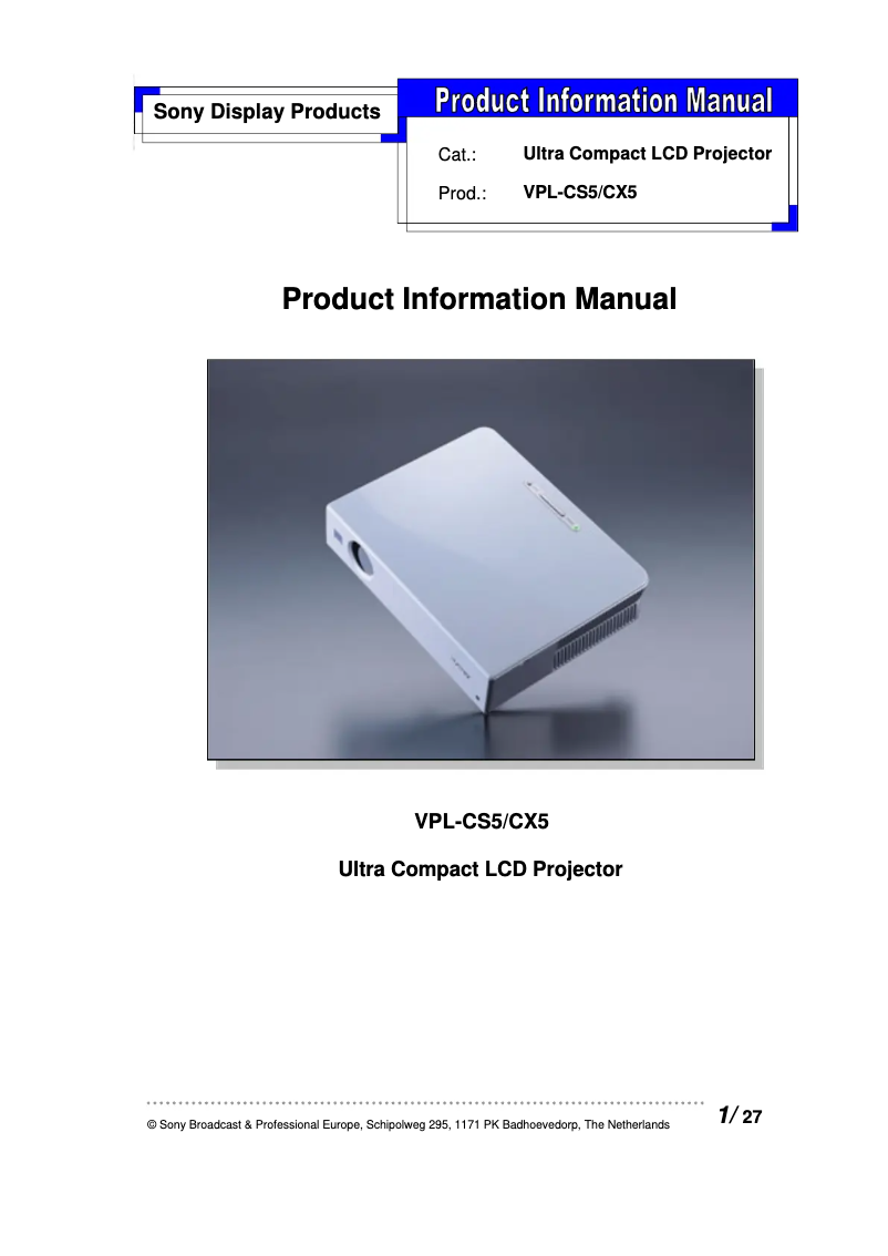 Image de la première page du manuel de l'appareil VPL-MX10