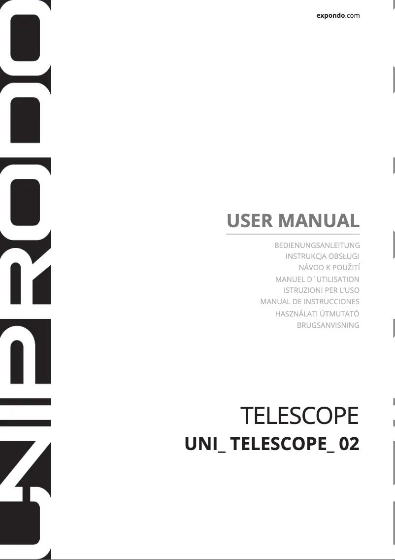 Page 1 de la notice Manuel utilisateur Uniprodo UNI_TELESCOPE_02