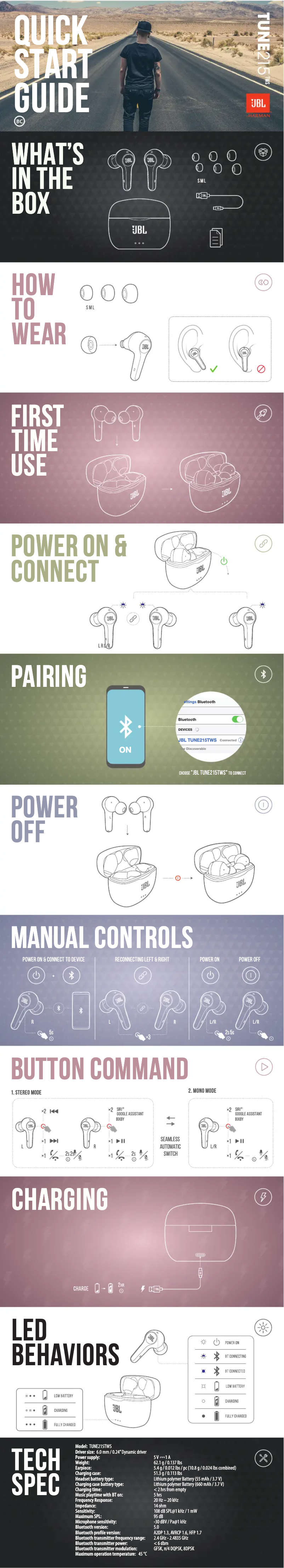 Image de la première page du manuel de l'appareil TUNE 215TWS