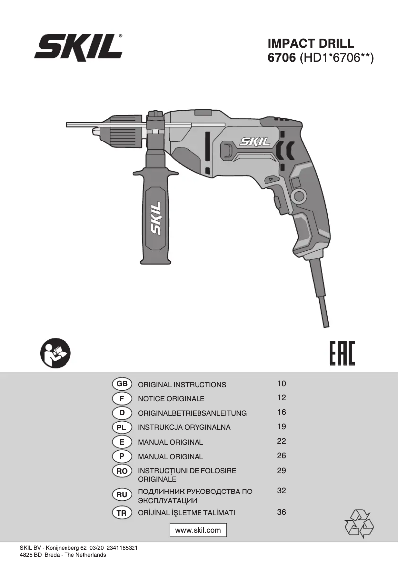 Page 1 de la notice Manuel utilisateur Skil 6725 AA