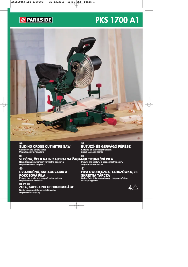 Page 1 de la notice Manuel utilisateur Parkside PKS 1700 A1