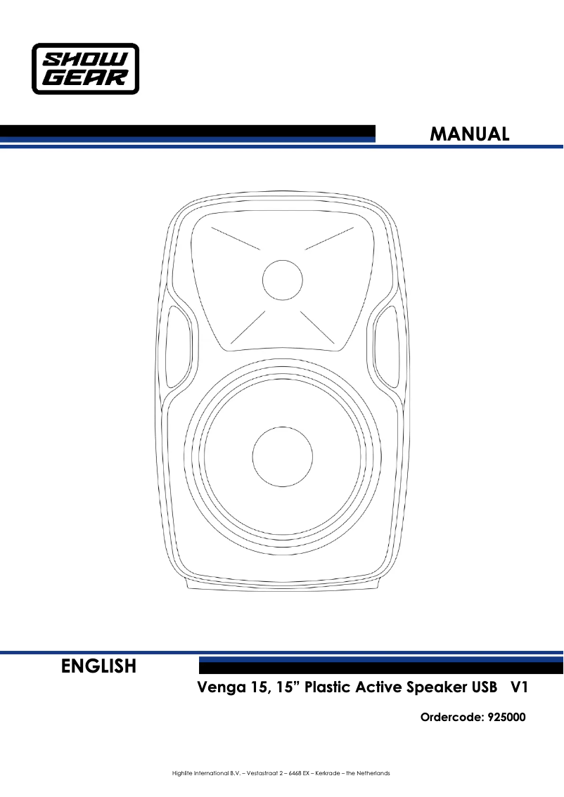 Page 1 of the manual User Manual Showtec Venga 15