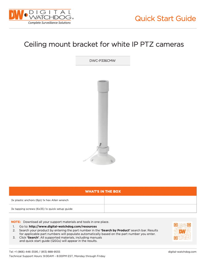 Page 1 de la notice Manuel utilisateur Digital Watchdog DWC-P336CMW
