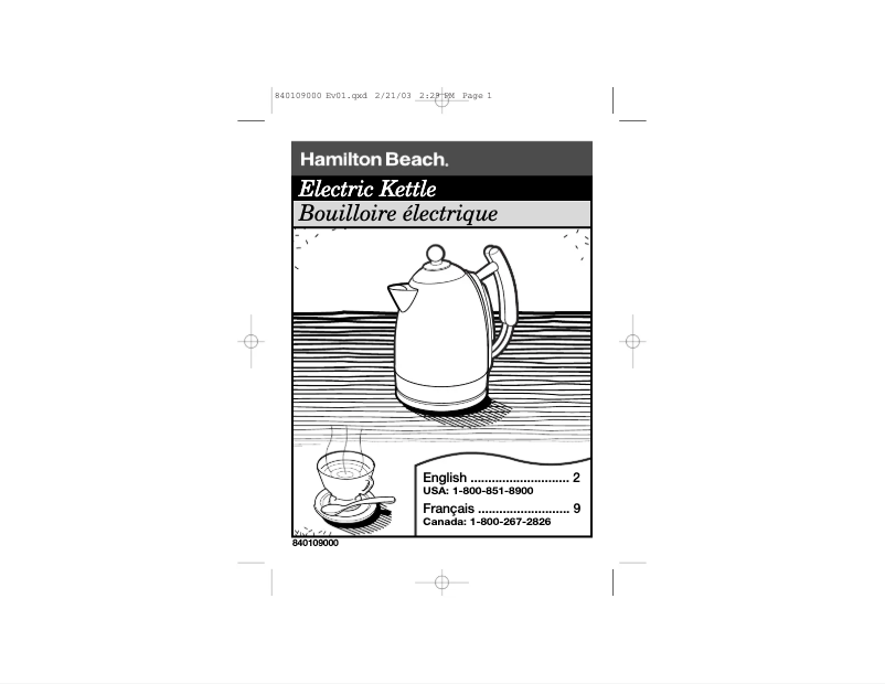 Page 1 de la notice Manuel utilisateur Hamilton Beach 40887