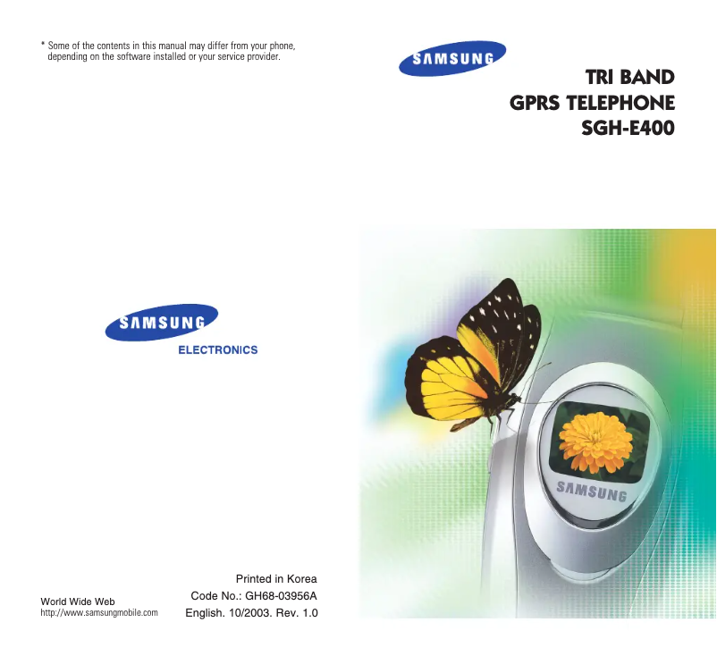 Image de la première page du manuel de l'appareil SGH-E400