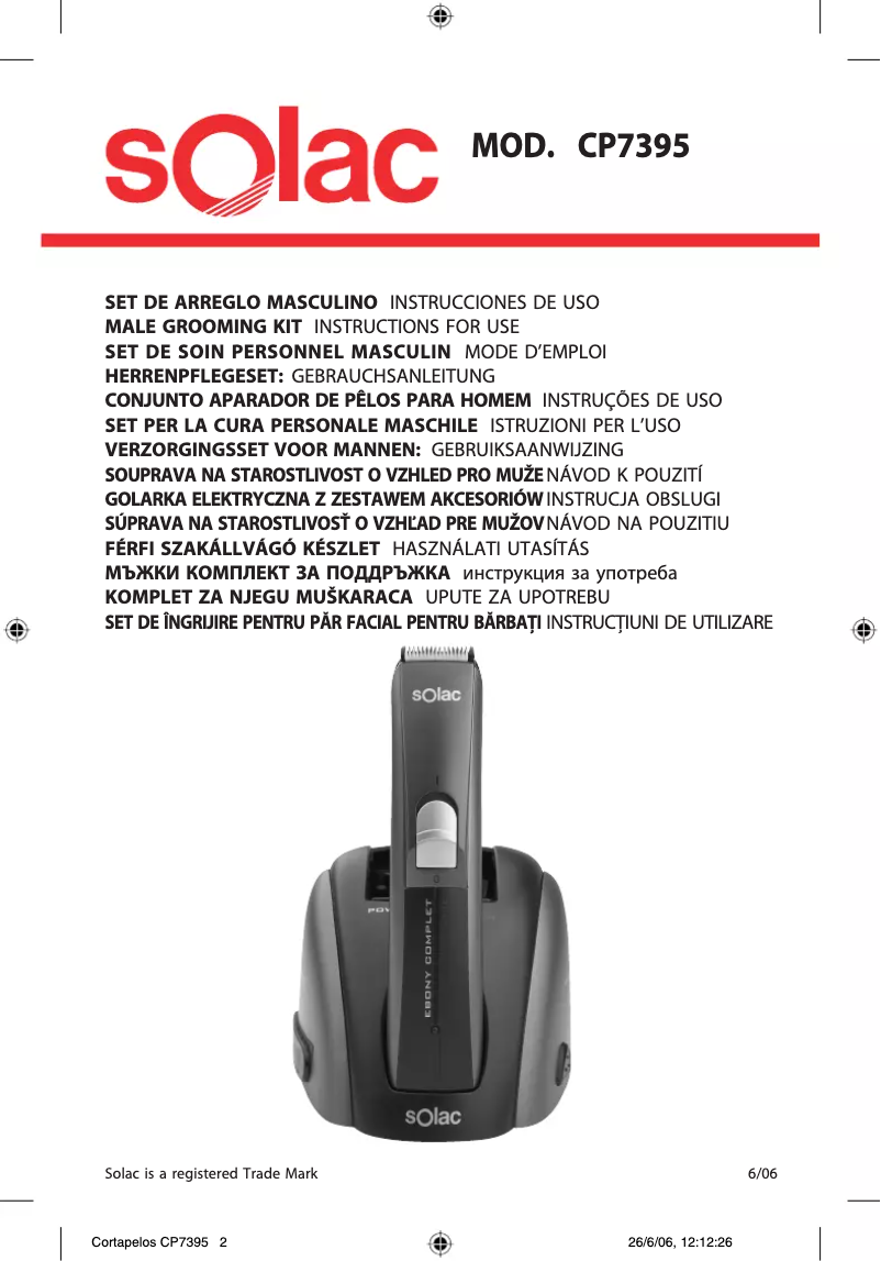 Page 1 de la notice Manuel utilisateur Solac CP7395