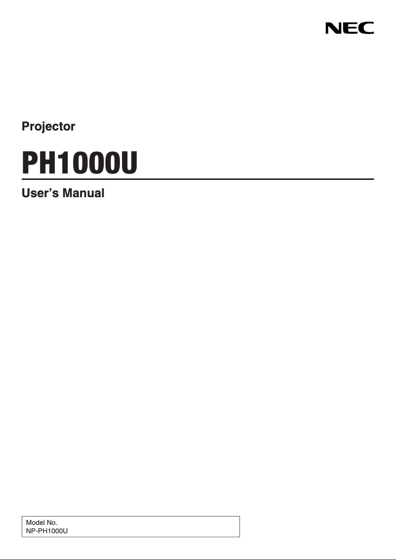 Página 1 del manual Manual de usuario NEC NP-PH1000U