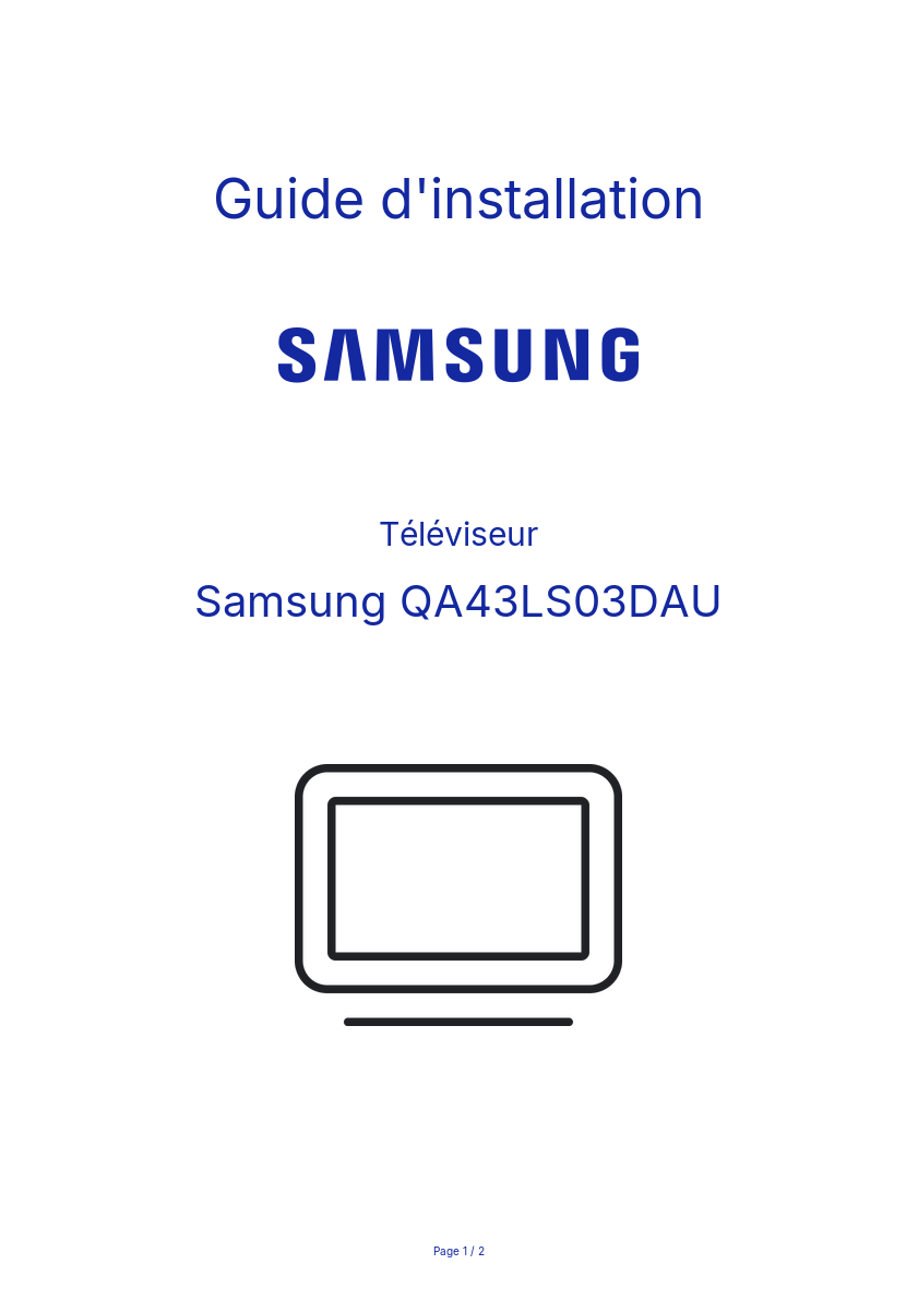 Page n°1 - Guide d'installation Samsung QA43LS03DAU