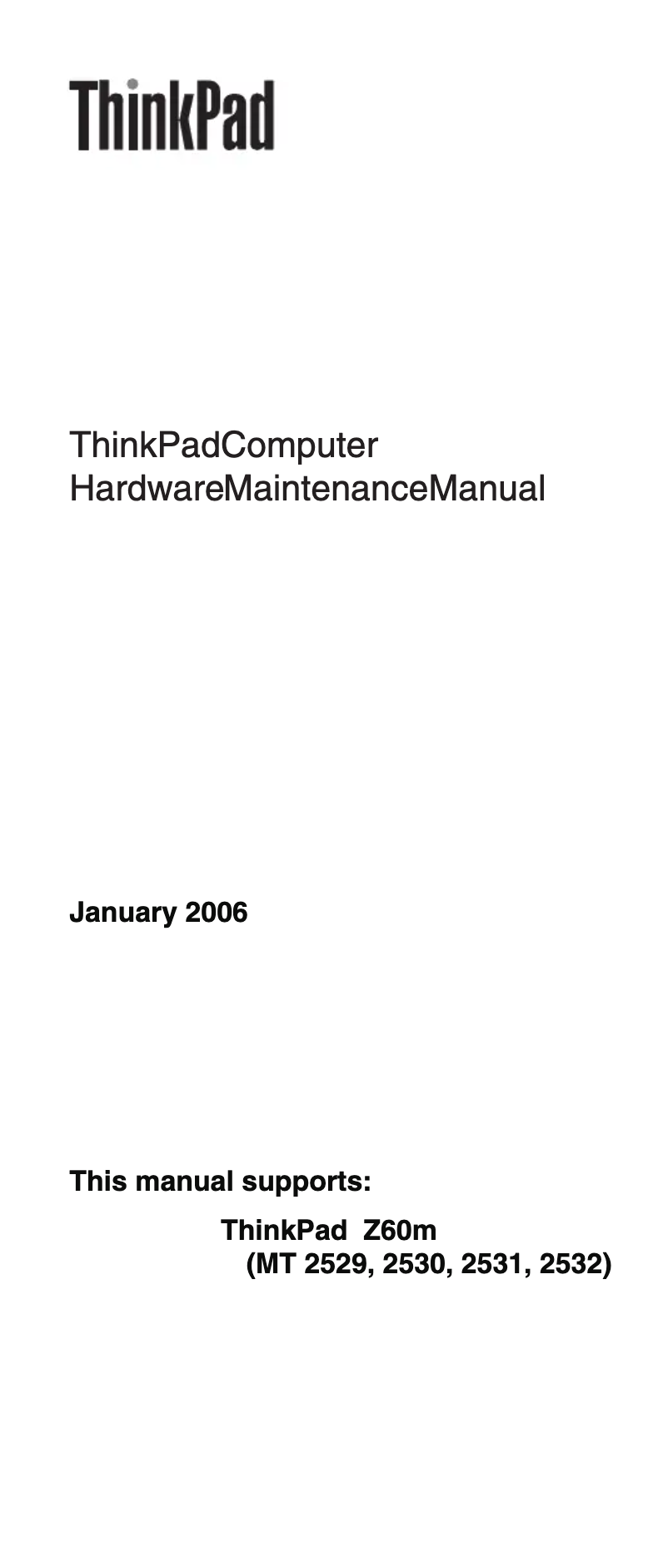 Image de la première page du manuel de l'appareil ThinkPad Z60M