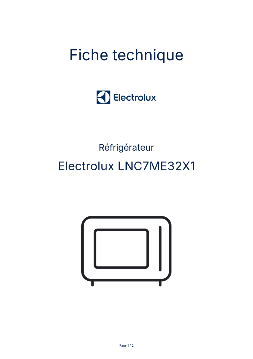 Page n°1 - Fiche technique Electrolux LNC7ME32X1