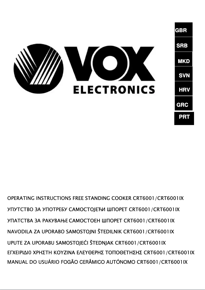 Page 1 de la notice Manuel utilisateur VOX CTR6001IX
