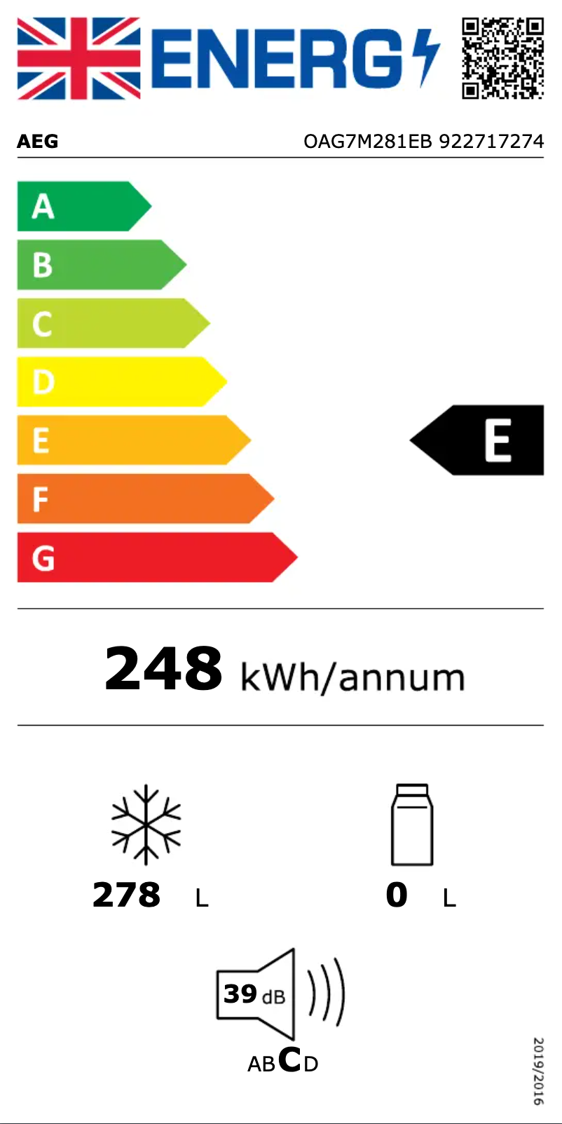 Page n°1 - Label énergétique AEG OAG7M281EB