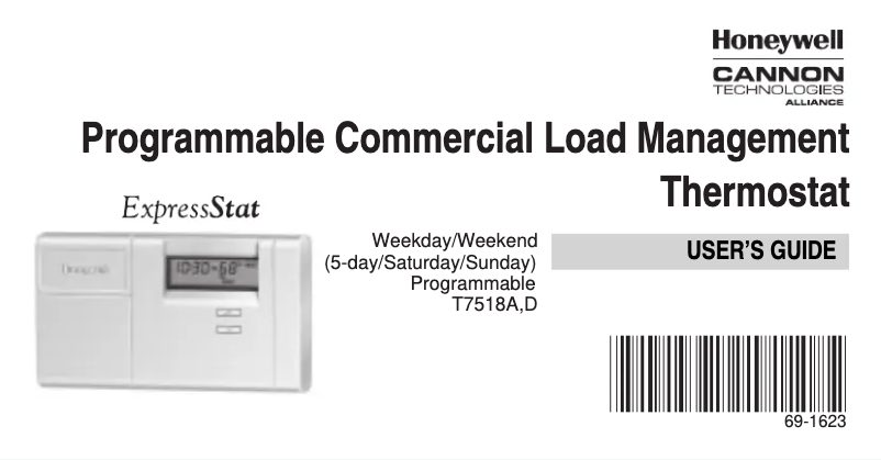 Page 1 de la notice Manuel utilisateur Honeywell T7518D