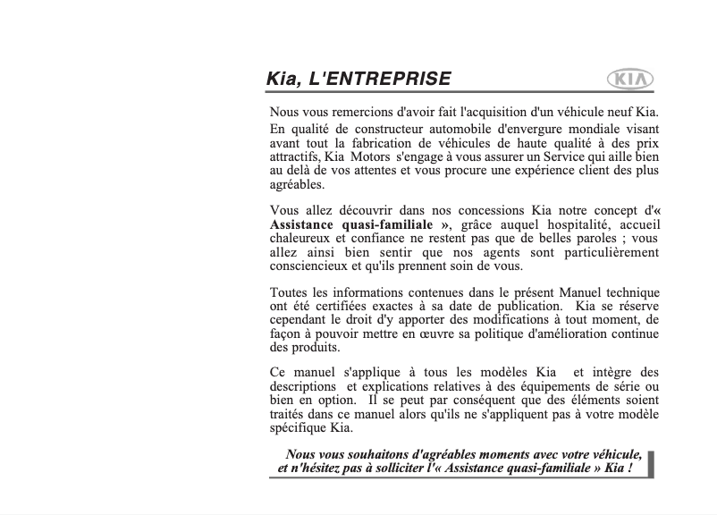 Page 1 de la notice Manuel utilisateur Kia Picanto (2016)