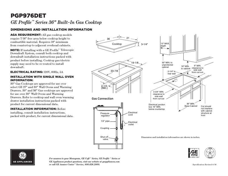 Page n°1 - Fiche technique GE Profile PGP976DETWW