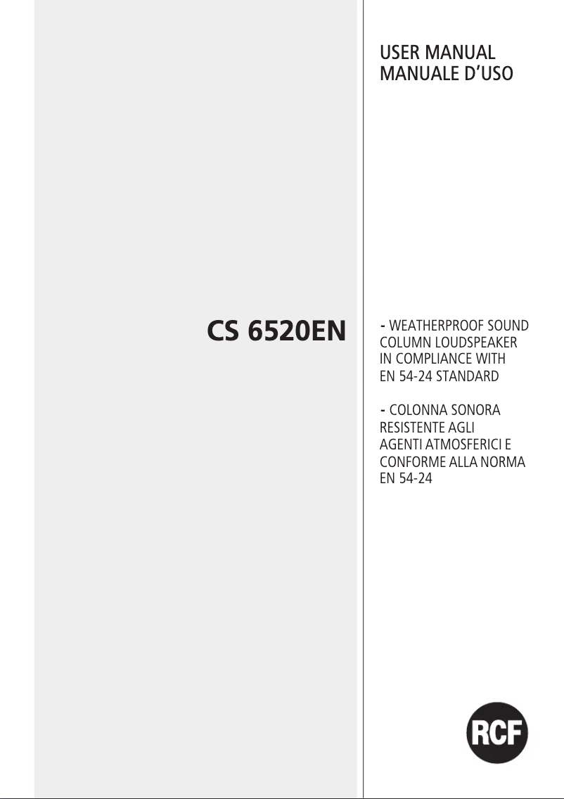 Page 1 de la notice Manuel utilisateur RCF CS 6520EN