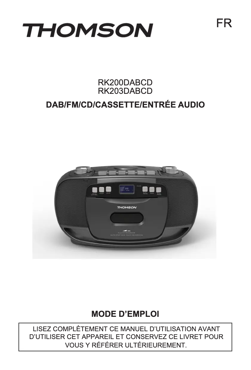 Page 1 de la notice Manuel utilisateur Thomson TH379334