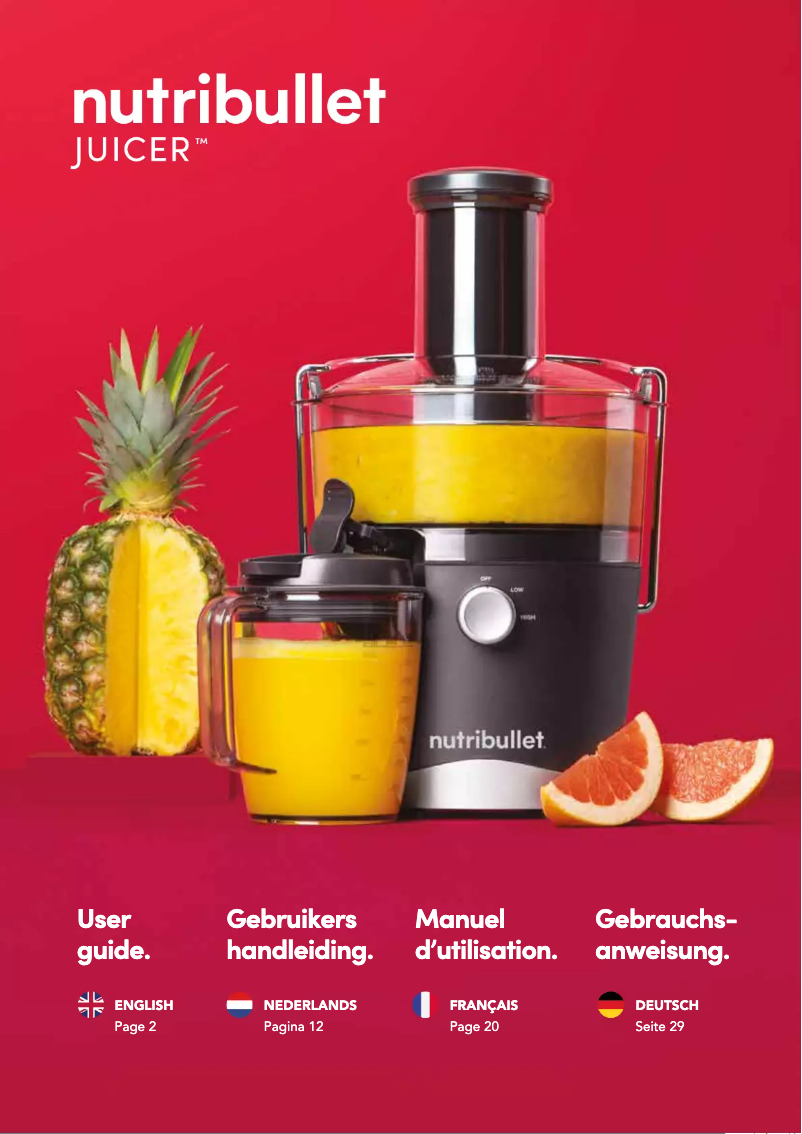 Page 1 de la notice Manuel utilisateur NutriBullet Juicer Pro