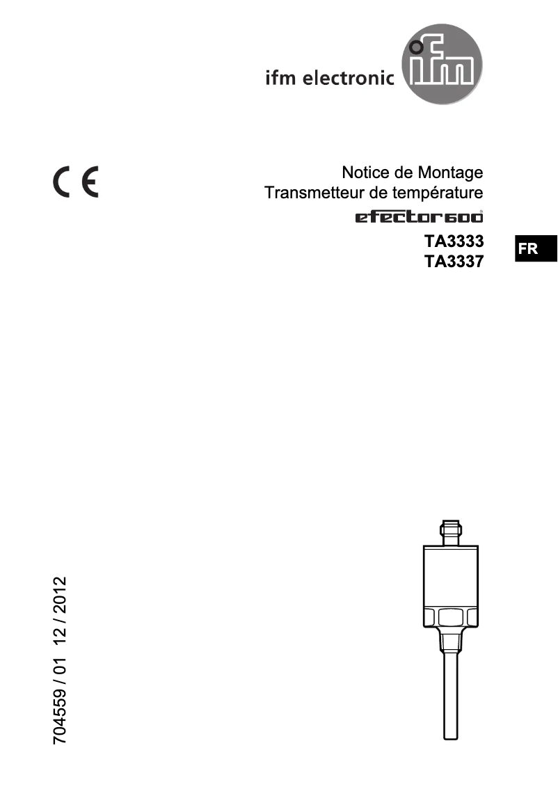 Page 1 de la notice Manuel utilisateur IFM TA3333