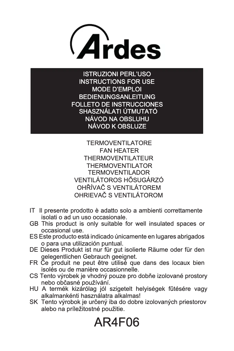 Page 1 de la notice Manuel utilisateur Ardes AR4F06