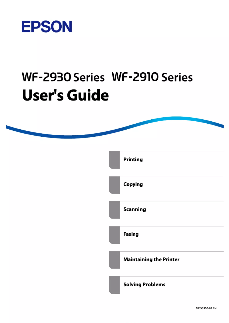Page n°1 - Manuel utilisateur Epson WorkForce WF-2910