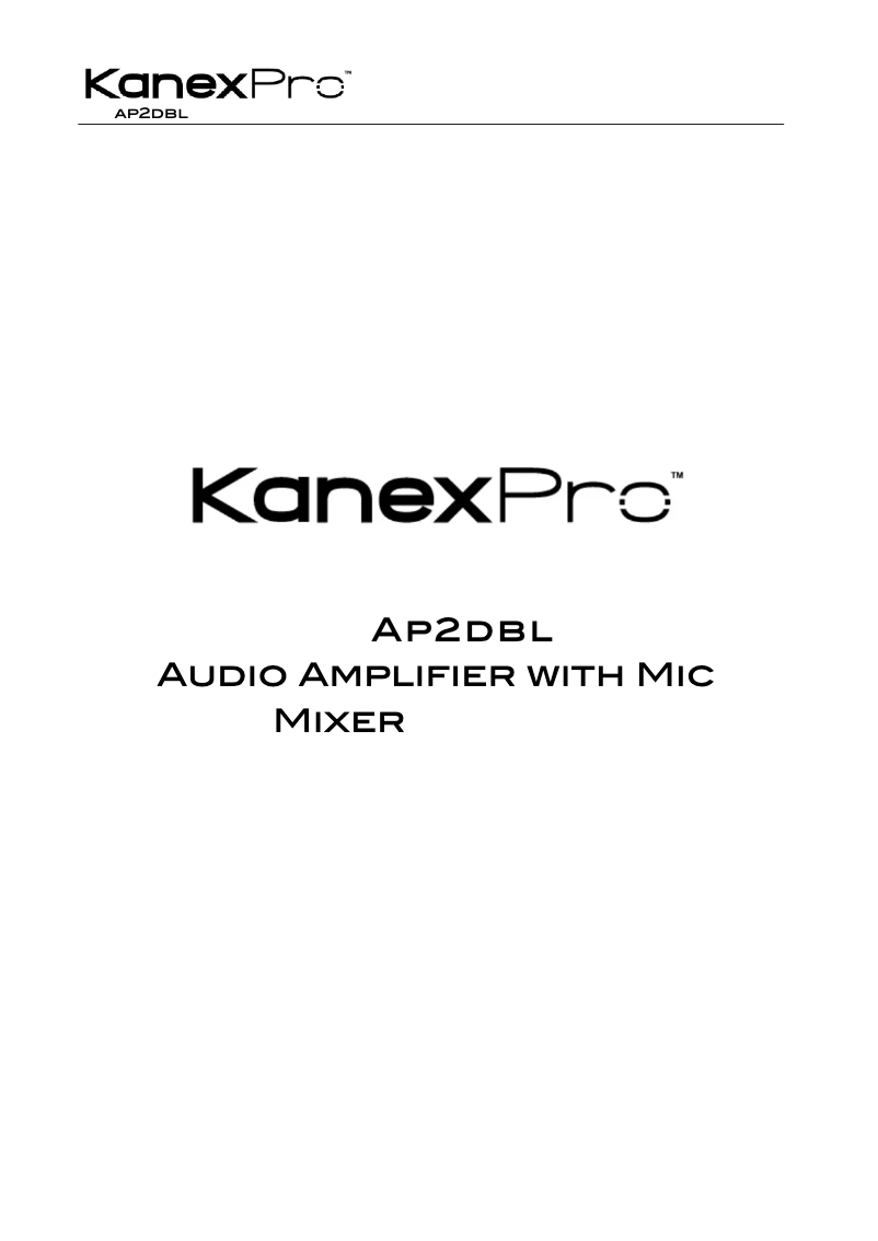 Page 1 de la notice Manuel utilisateur KanexPro AP2DBL