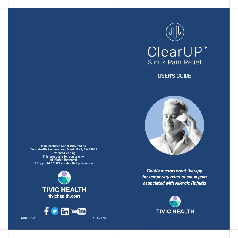 Page 1 de la notice Manuel utilisateur Tivic Health ClearUP