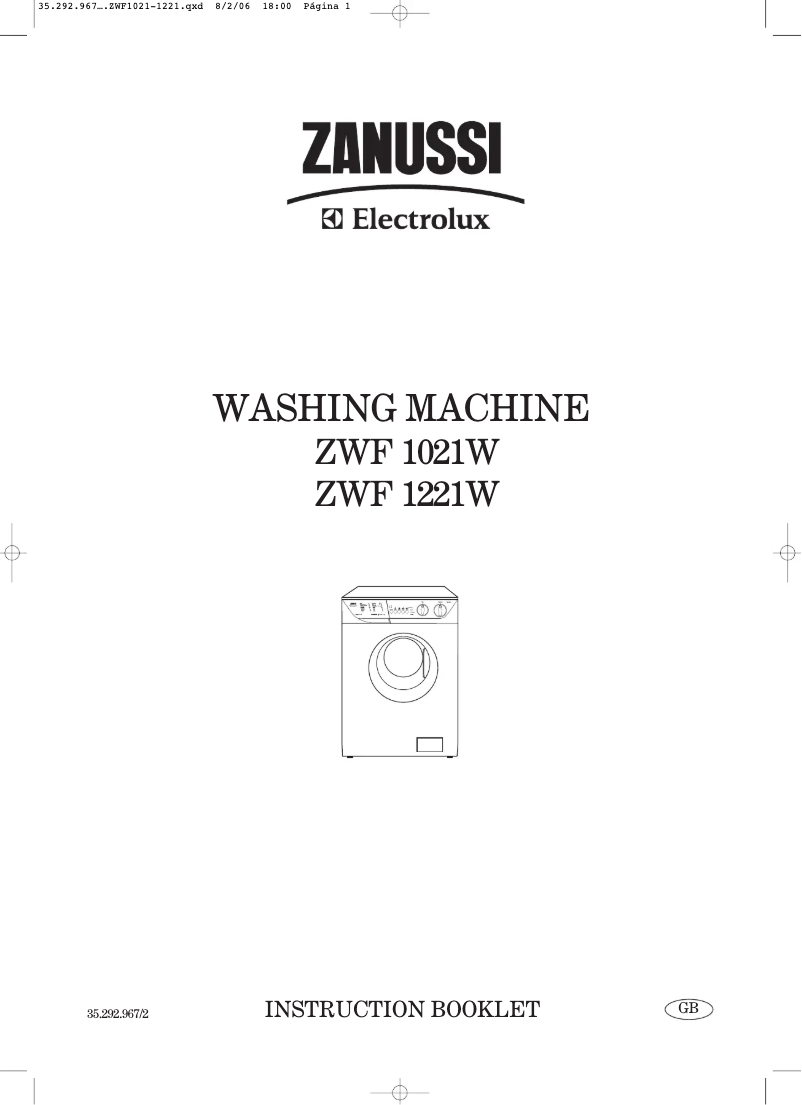 Page 1 de la notice Manuel utilisateur Zanussi ZWF1221W