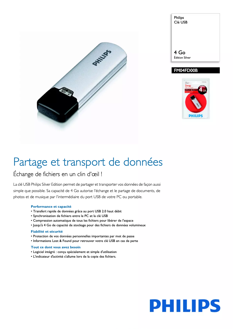 Page n°1 - Fiche technique Philips FM04FD00B