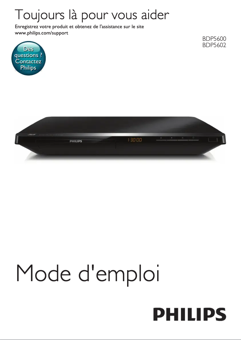 Page 1 de la notice Manuel utilisateur Philips BDP5602