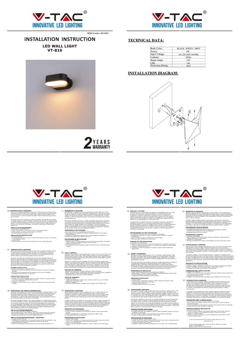 Page 1 de la notice Manuel utilisateur V-TAC VT-816