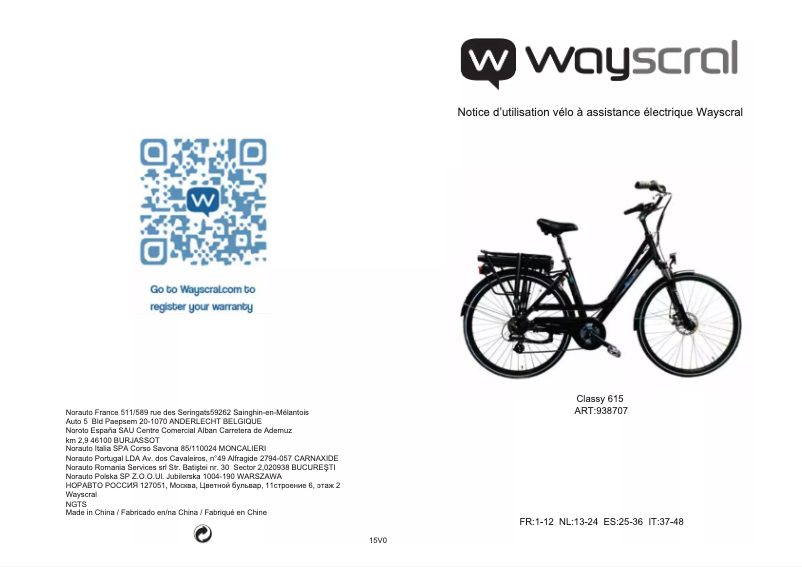 Page n°1 - Manuel utilisateur Wayscral Classy 615