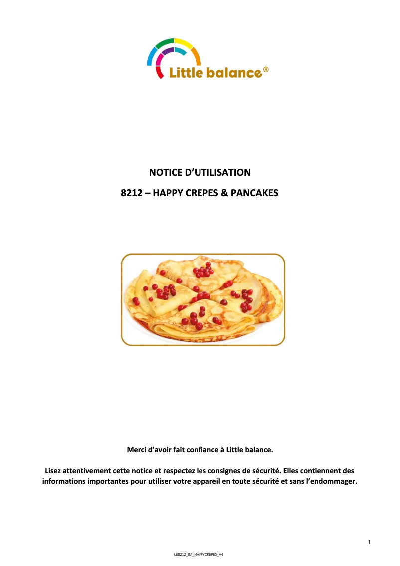 Page n°1 - Manuel utilisateur Little Balance 8212